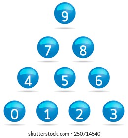 number Icons set in blue drop on white background vector