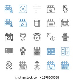 number icons set. Collection of number with calendar, clock, medal, domino, barcode, phone booth, dice, qr code, hopscotch. Editable and scalable number icons.