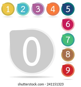 number icons set : colorful on white background vector