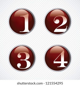 Number icons. Vector set. on silver background