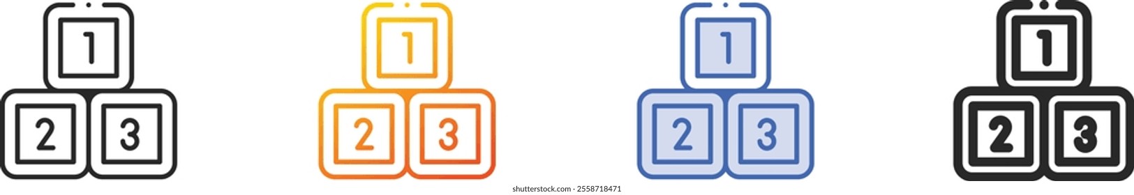 number icon.Thin Linear, Gradient, Blue Stroke and bold Style Design Isolated On White Background