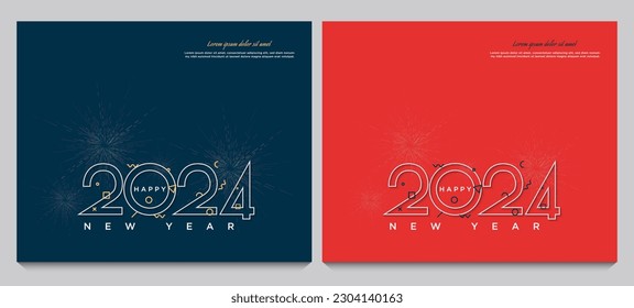 Number illustration made with a simple line number 2024.