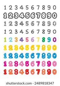 Number illustrations in various styles