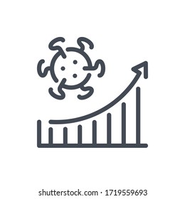 The number of infected cases line icon. Disease rate vector outline sign.