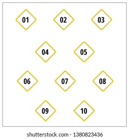 Number Info-graphic Bullet points 1 to 10 Vector, Diamond numbers, Infographic numbers design for presentation