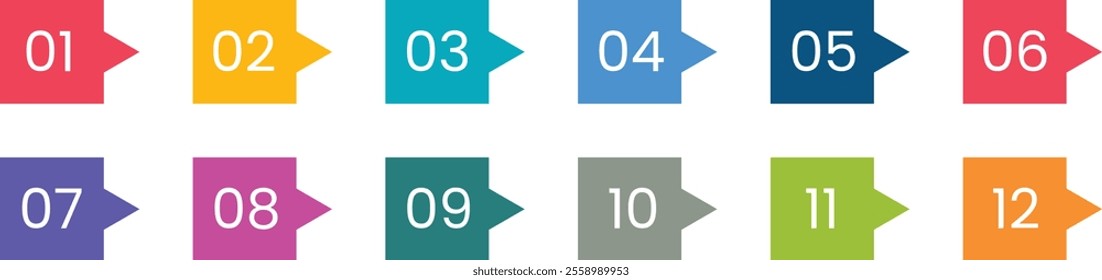 Number infographic circle from one to twelve