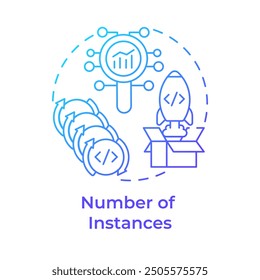 Number of instances blue gradient concept icon. Software development, performance chart. Round shape line illustration. Abstract idea. Graphic design. Easy to use in infographic, presentation