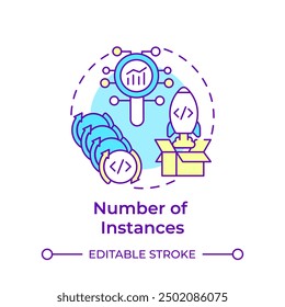 Number of instances multi color concept icon. Software development, performance chart. Round shape line illustration. Abstract idea. Graphic design. Easy to use in infographic, presentation