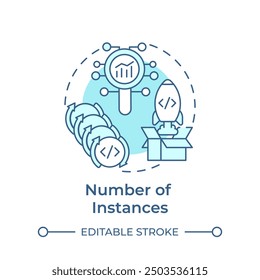 Number of instances soft blue concept icon. Software development, performance chart. Round shape line illustration. Abstract idea. Graphic design. Easy to use in infographic, presentation