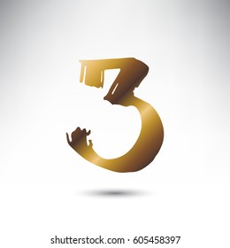 Number isolated on white background. Number in hand drawn calligraphy style. Vector illustration.