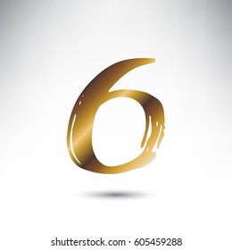 Number isolated on white background. Number in hand drawn calligraphy style. Vector illustration.