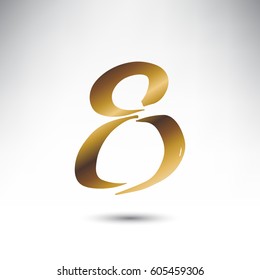 Number isolated on white background. Number in hand drawn calligraphy style. Vector illustration.