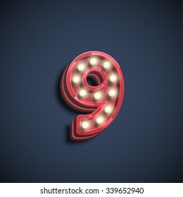 Number with lamps, vector