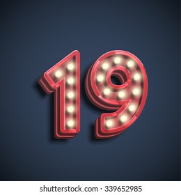 Number with lamps, vector