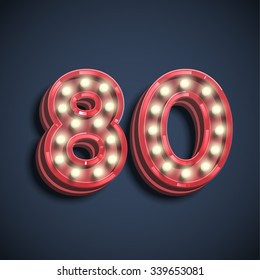 Number with lamps, vector