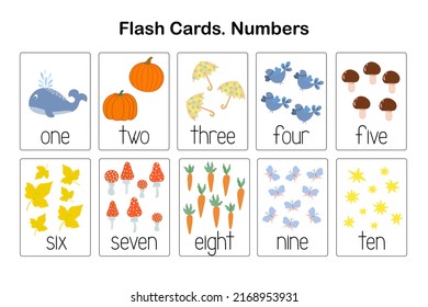 Number Learning Printable Flash Cards, Educational English Worksheet For Kids, Nursery, Kindergarten, Pre-school Or Leisure Activity, Teachers Resources, Games