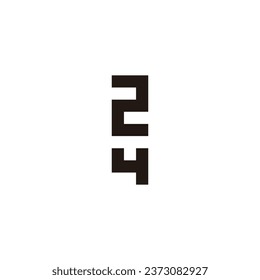 Number and letter 2 T 4 square geometric symbol simple logo vector