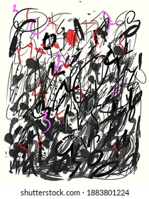 Number and letter Abstract line art color background vector illustration. line, shapes,color,rough, drawing, art.