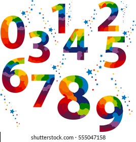 Number letter colored concept. Number one to nine letter. idea numerals typography design element for wedding invitation, mathematics logo symbols mockup.