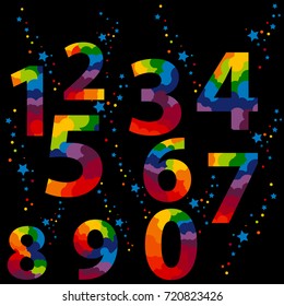 Number letter colorful and bright. Number zero to nine letter. Vector illustration