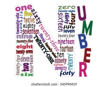 Number letter. Number letter on color. vector