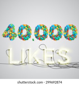Number of likes with a neon sign, vector