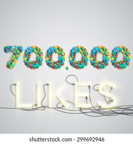 Number of likes with a neon sign, vector
