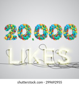 Number of likes with a neon sign, vector
