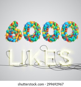 Number of likes with a neon sign, vector