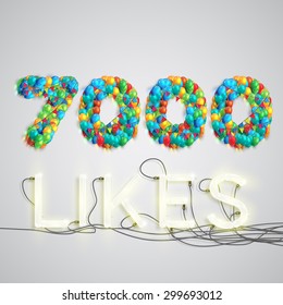 Number of likes with a neon sign, vector