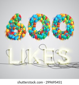 Number of likes with a neon sign, vector 