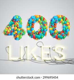 Number of likes with a neon sign, vector 