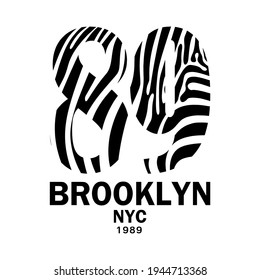 TEXTURA DE LÍNEA DE NÚMERO, DISEÑO DE CAMISETAS DE BROOKLYN, TIPOGRAFÍA DE SEÑAL.