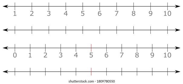 Number lines for educational use. Equal intervals marked.