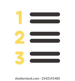 Number list icon. Business, task, report, schedule, plan, step, workflow  concepts. Flat vector design isolated illustration.