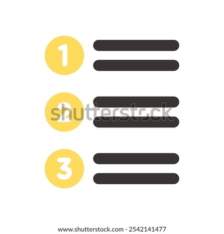 Number list icon. Business, task, report, schedule, plan, step, workflow concepts. Flat vector design isolated illustration.