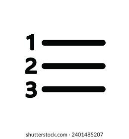 Number list icon in filled line style about text editor. Vector illustration.