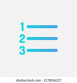 Number list icon in gradient style about text editor, use for website mobile app presentation