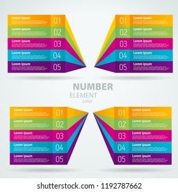 Number list perspective arrow cursor element set