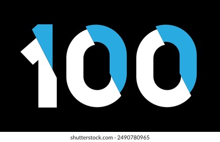Number Logo Blue White Cut Off Modern