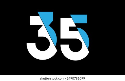 Number Logo Blue White Cut Off Modern