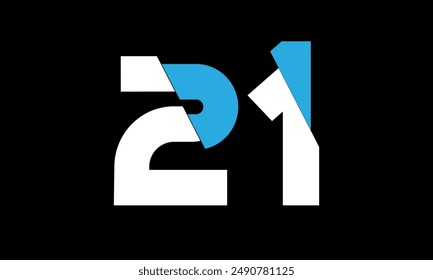 Number Logo Blue White Cut Off Modern