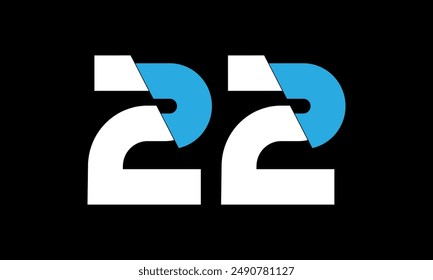 Número Logo Azul Blanco Corte Moderno