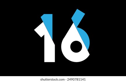 Number Logo Blue White Cut Off Modern