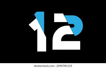 Number Logo Blue White Cut Off Modern