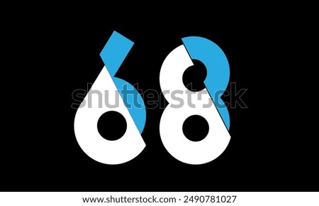 Number Logo Blue White Cut Off Modern