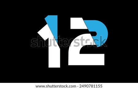 Number Logo Blue White Cut Off Modern