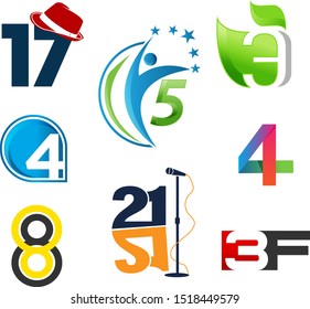 number logo collection. modern dynamic flat design with brilliant colorful gradient smooth color for your unique elements design ; logo, corporate identity, application, creative poster & more