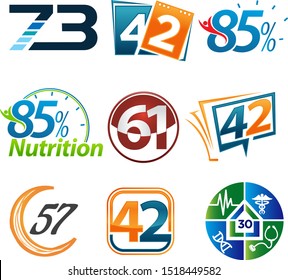 number logo collection. modern dynamic flat design with brilliant colorful gradient smooth color for your unique elements design ; logo, corporate identity, application, creative poster & more