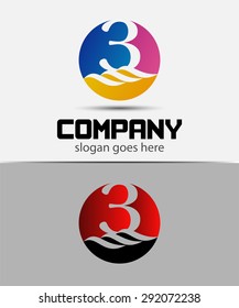 Number logo design. Logo 3 vector template
